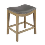 Tabouret de comptoir avec revêtement en similicuir et clous décoratifs