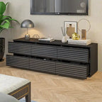 Commode basse et meuble TV 6 tiroirs – Noir et blanc