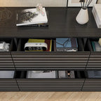 Commode basse et meuble TV 6 tiroirs – Noir et blanc