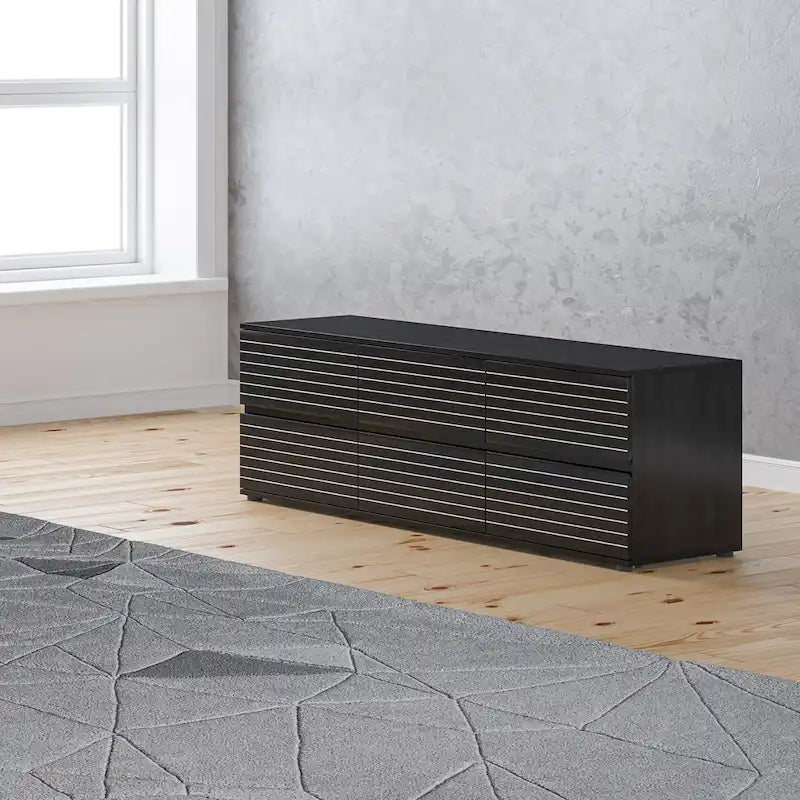 Commode basse et meuble TV 6 tiroirs – Noir et blanc