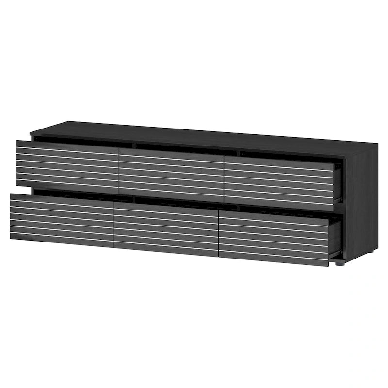Commode basse et meuble TV 6 tiroirs – Noir et blanc