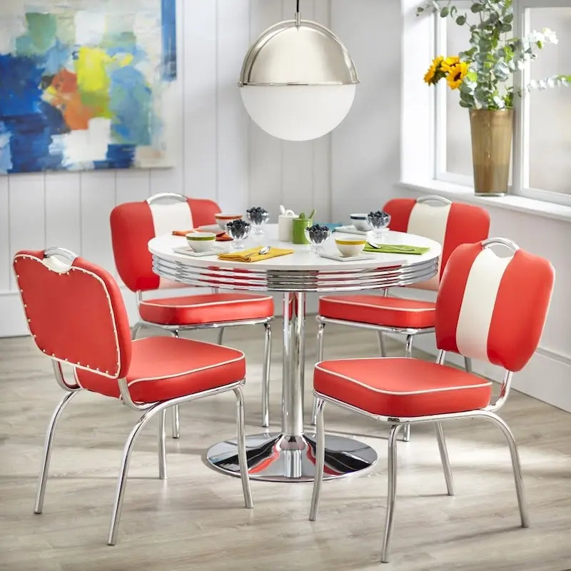 Table à manger ronde rétro - Blanche
