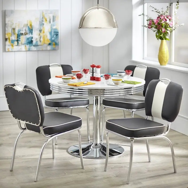 Table à manger ronde rétro - Blanche