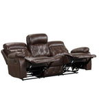 Canapé inclinable en cuir marron avec surpiqûres losanges