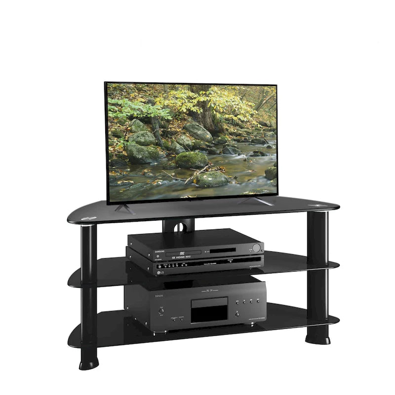 Meuble TV d'angle en verre pour téléviseurs jusqu'à 48 pouces