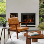 Fauteuil rembourré en similicuir avec cadre en bois