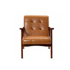 Fauteuil rembourré en similicuir avec cadre en bois