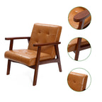 Fauteuil rembourré en similicuir avec cadre en bois