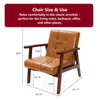 Fauteuil rembourré en similicuir avec cadre en bois