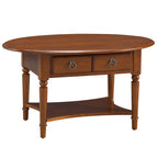Table basse ovale avec étagère et tiroirs