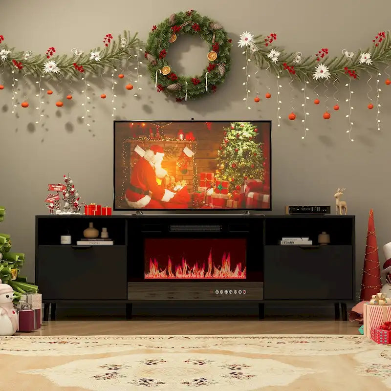 Meuble TV avec cheminée électrique intégrée