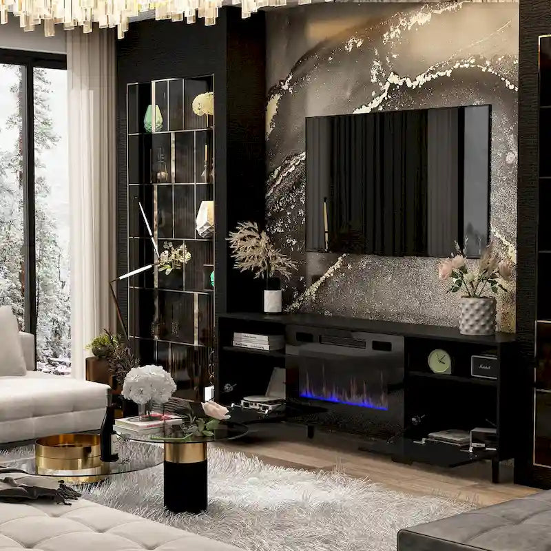 Meuble TV avec cheminée électrique intégrée