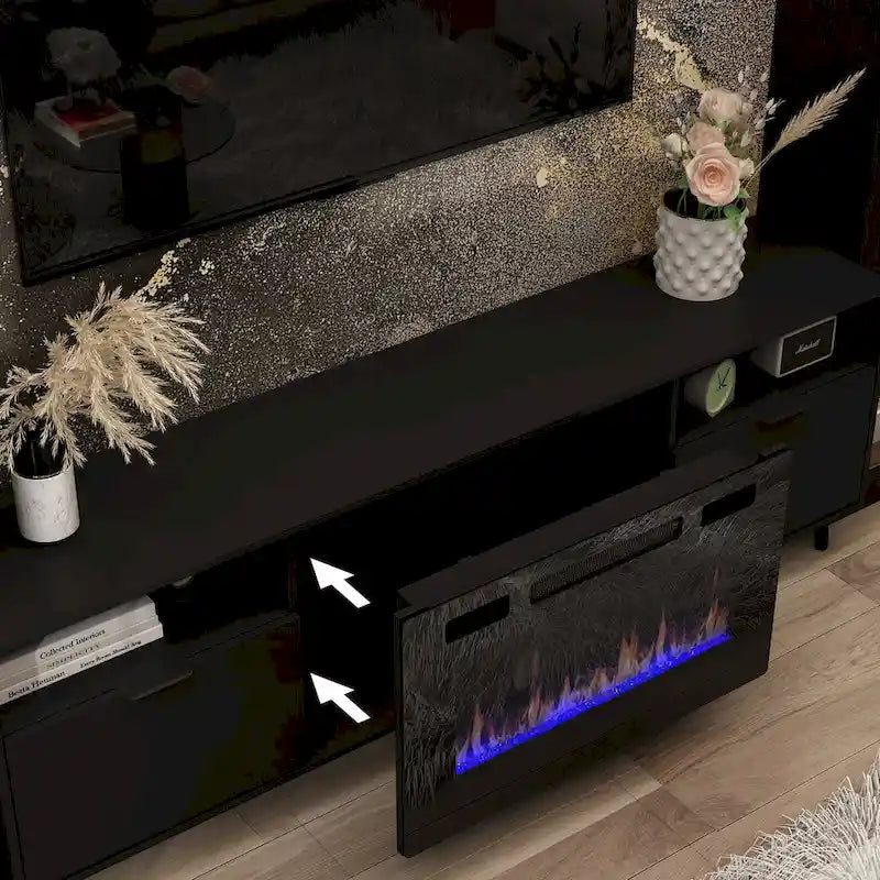 Meuble TV avec cheminée électrique intégrée