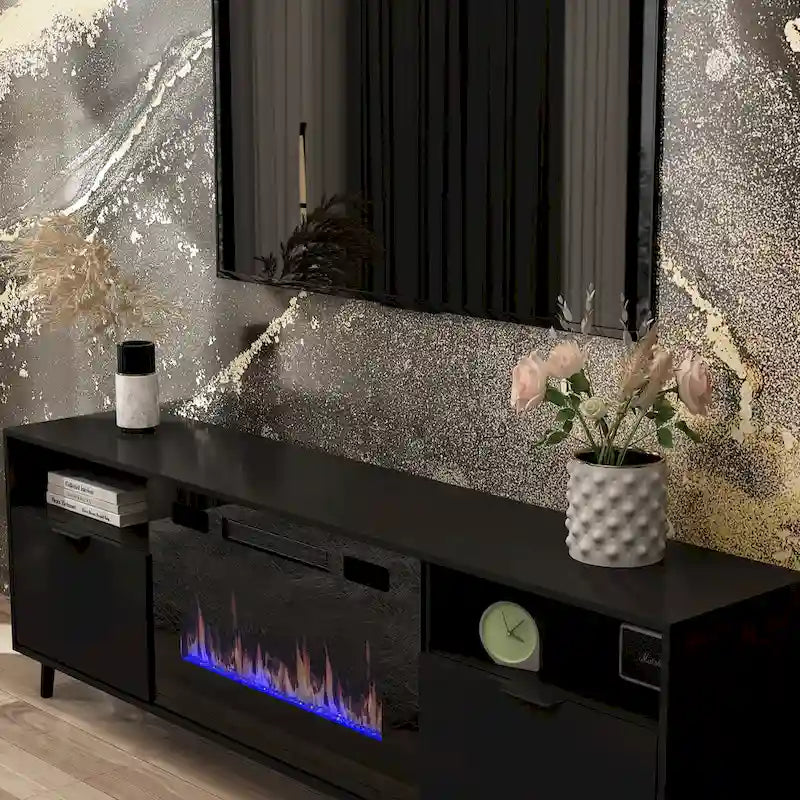 Meuble TV avec cheminée électrique intégrée