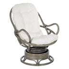 Fauteuil à bascule pivotant en rotin tressé avec coussin