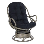 Fauteuil à bascule pivotant en rotin tressé avec coussin