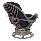 Fauteuil à bascule pivotant en rotin tressé avec coussin