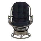 Fauteuil à bascule pivotant en rotin tressé avec coussin