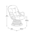 Fauteuil à bascule pivotant en rotin tressé avec coussin