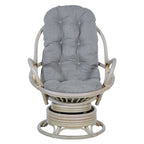 Fauteuil à bascule pivotant en rotin tressé avec coussin