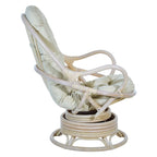 Fauteuil à bascule pivotant en rotin tressé avec coussin