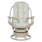 Fauteuil à bascule pivotant en rotin tressé avec coussin