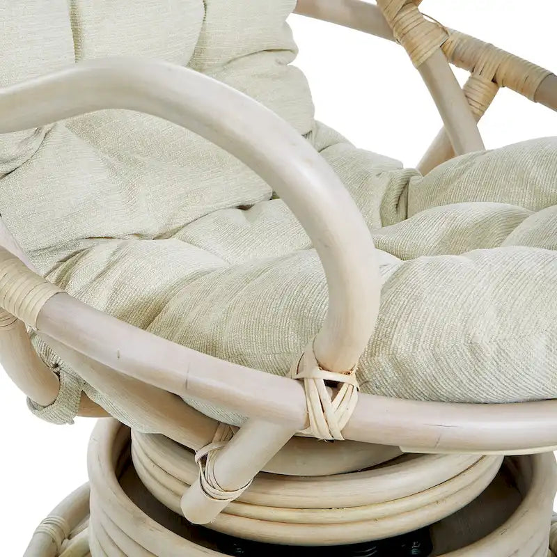 Fauteuil à bascule pivotant en rotin tressé avec coussin