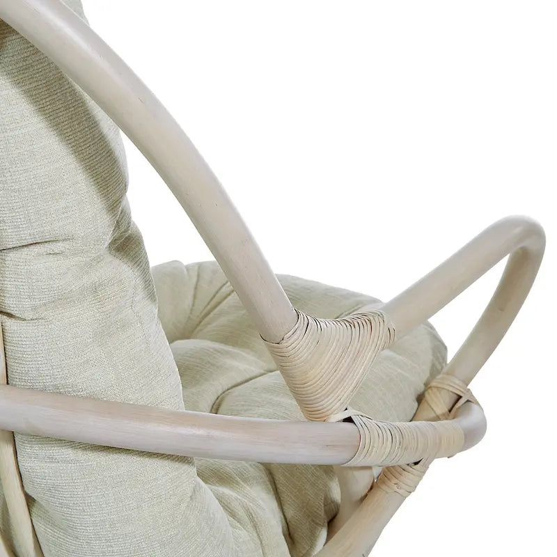 Fauteuil à bascule pivotant en rotin tressé avec coussin