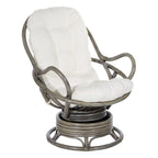 Fauteuil à bascule pivotant en rotin tressé avec coussin