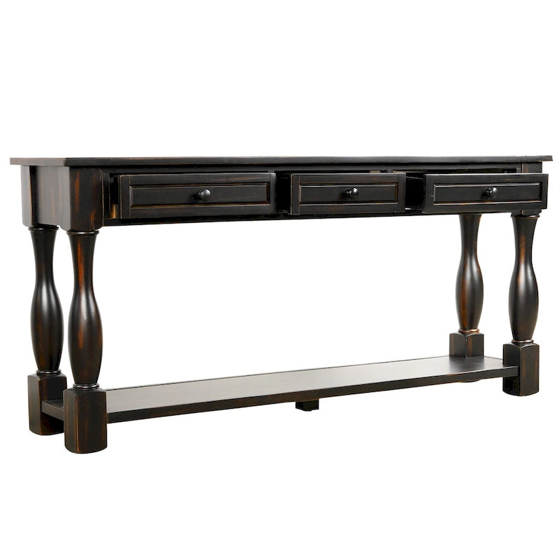 Console de 64 po de largeur avec tiroirs et étagère
