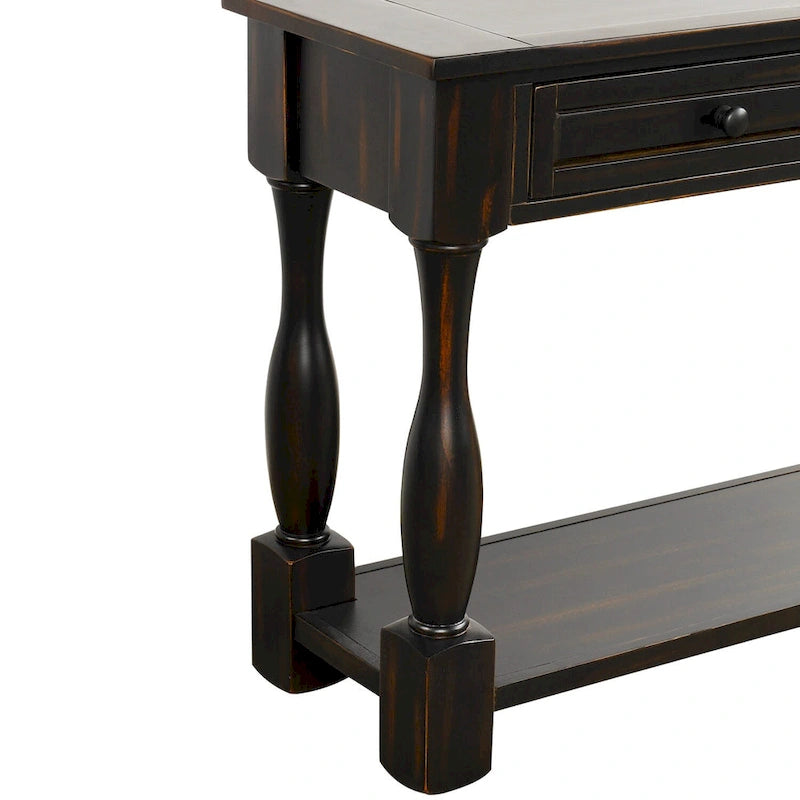 Console de 64 po de largeur avec tiroirs et étagère
