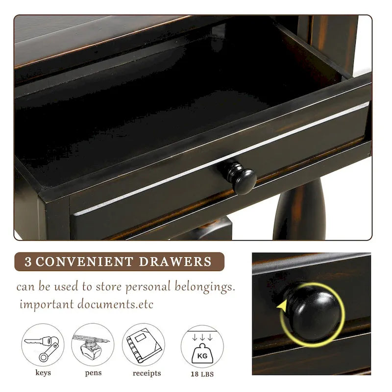 Console de 64 po de largeur avec tiroirs et étagère