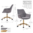 Chaise de bureau en velours avec hauteur réglable