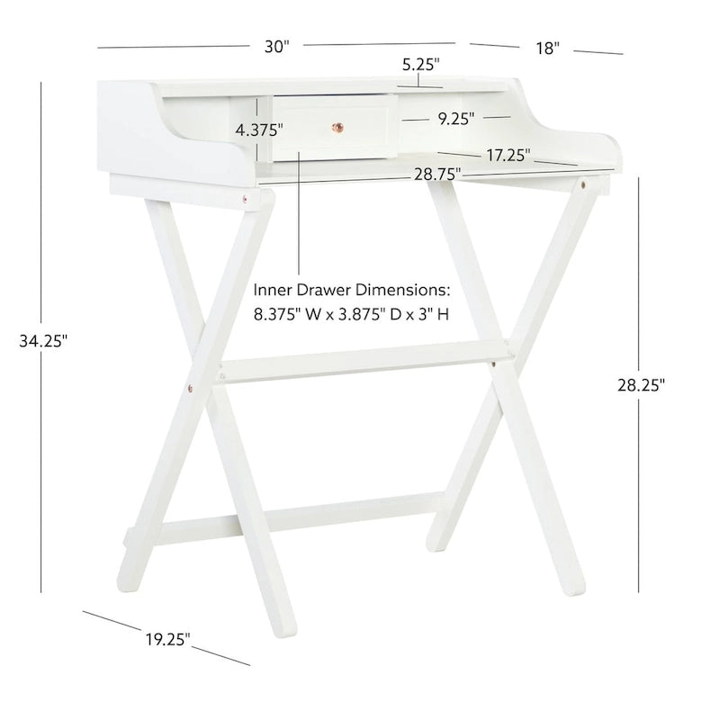 Bureau pliant en bois massif