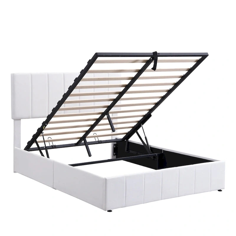 Lit plateforme rembourré avec rangement hydraulique