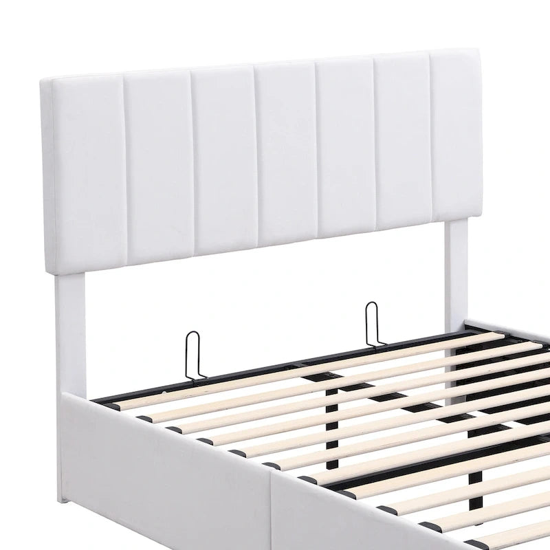 Lit plateforme rembourré avec rangement hydraulique