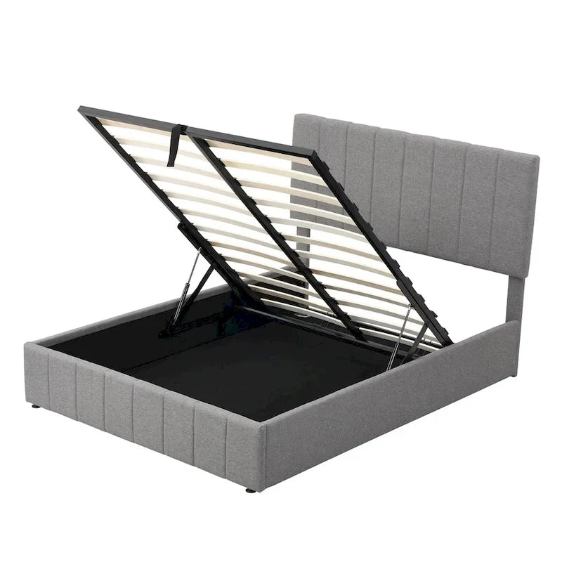 Lit plateforme rembourré avec rangement hydraulique