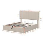 Lit plateforme rembourré avec rangement hydraulique