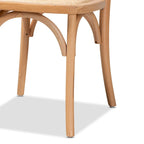 Ensemble de 2 chaises de salle à manger en rotin tressé et bois, style Mid-Century Modern