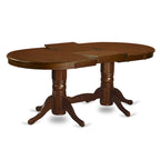 Table à manger ovale avec double pied central et rallonge papillon