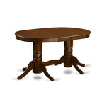 Table à manger ovale avec double pied central et rallonge papillon