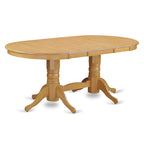 Table à manger ovale avec double pied central et rallonge papillon