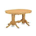 Table à manger ovale avec double pied central et rallonge papillon