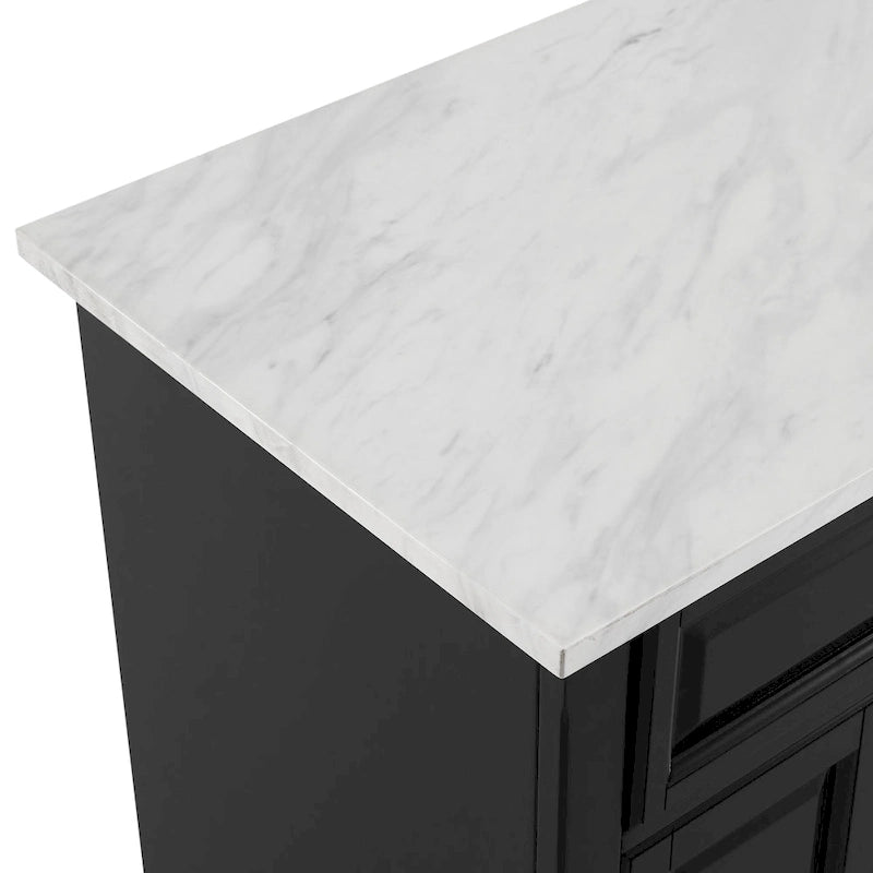 Desservant de cuisine avec plateau en faux marbre et rangement