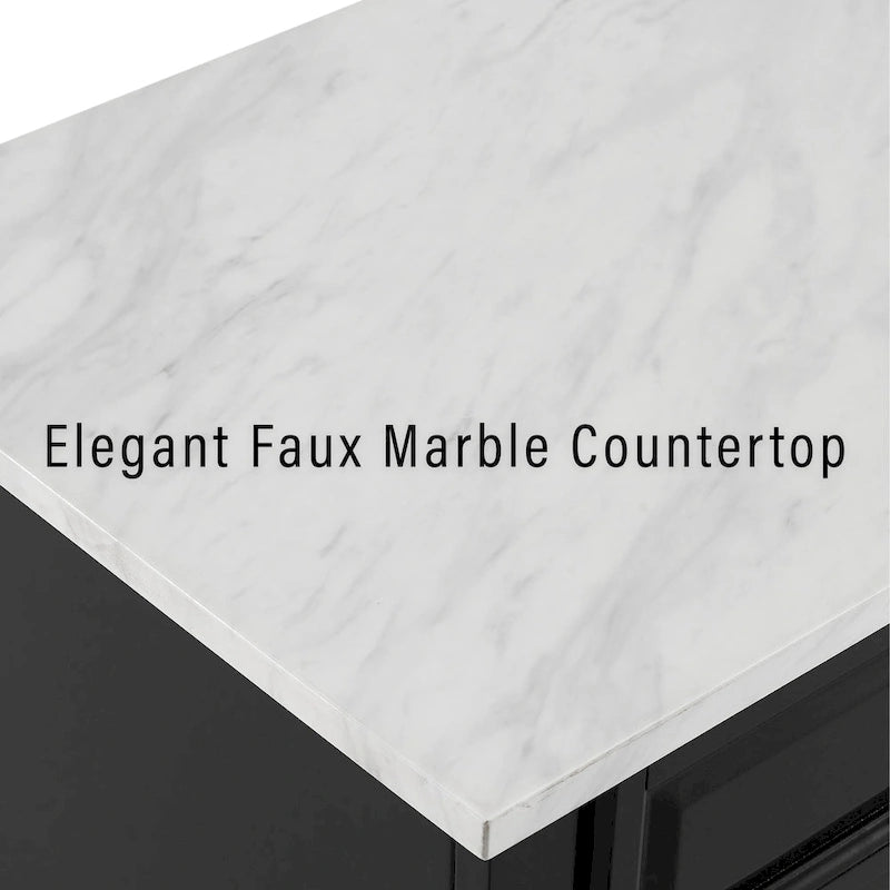 Desservant de cuisine avec plateau en faux marbre et rangement