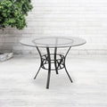 Table à manger ronde en verre de 45 pouces avec base en métal