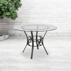 Table à manger ronde en verre de 45 pouces avec base en métal