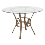 Table à manger ronde en verre de 45 pouces avec base en métal