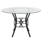 Table à manger ronde en verre de 45 pouces avec base en métal