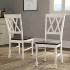 Chaise de salle à manger en bois blanc antique avec assise couleur cerisier (Lot de 2) - 45,08 cm (L) x 59,69 cm (P) x 99,06 cm (H)